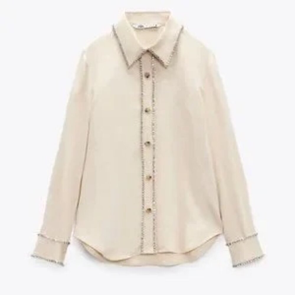 ZARA Bejeweled Blouse - NWT XL